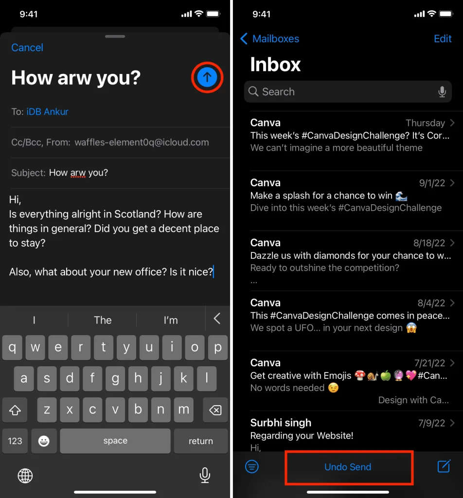 Membatalkan email yang sudah terkirim di iPhone dan ipad