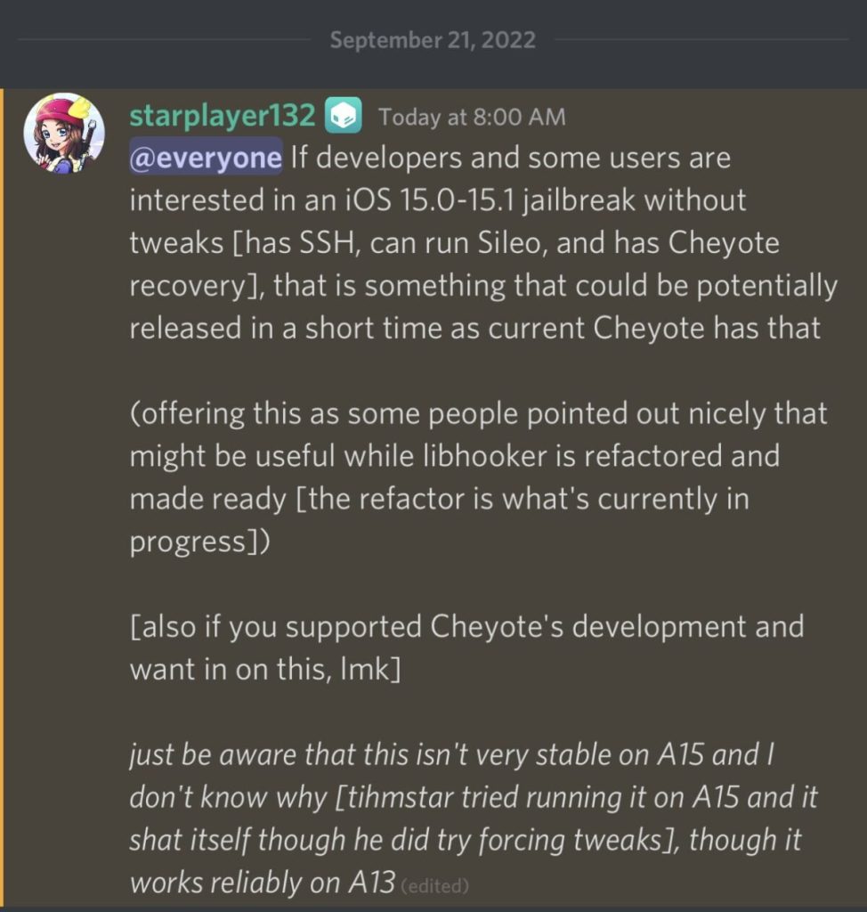 Jailbreak Cheyote iOS 15.0-15.1.1