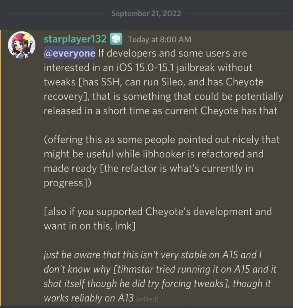Jailbreak Cheyote iOS 15.0-15.1.1