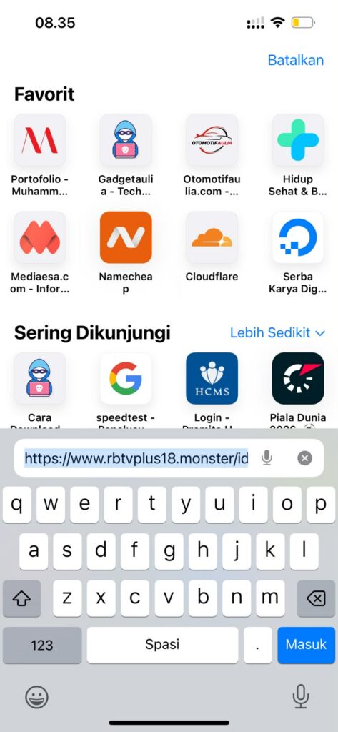 Halaman utama website live streaming Piala Dunia 2026